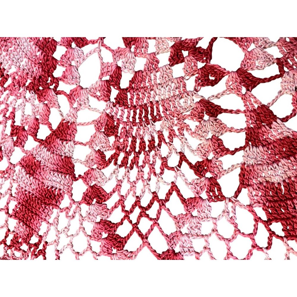 Vintage Pinks Crochet Doily Round 20.5” Handmade Lace Table Decor - Picture 5 of 7